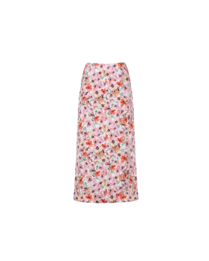 ALLEGRA LINEN SKIRT PANSY FLORAL