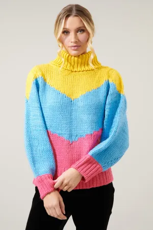 Ashbury Chunky Color Block Turtleneck Sweater
