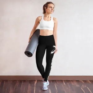 Athletic Apparatus Black White logo V2 Yoga Leggings
