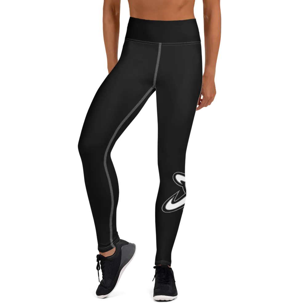Athletic Apparatus Black White logo White stitch V3 Yoga Leggings