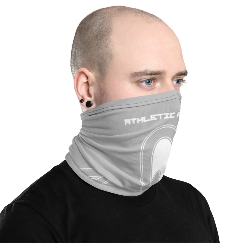 Athletic Apparatus Grey 2 White logo V1 Neck Gaiter