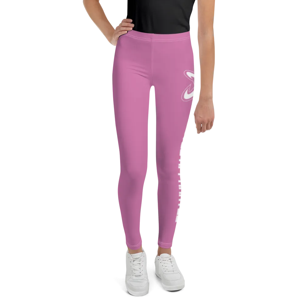 Athletic Apparatus Pink 1 White logo White stitch V2 Youth Leggings