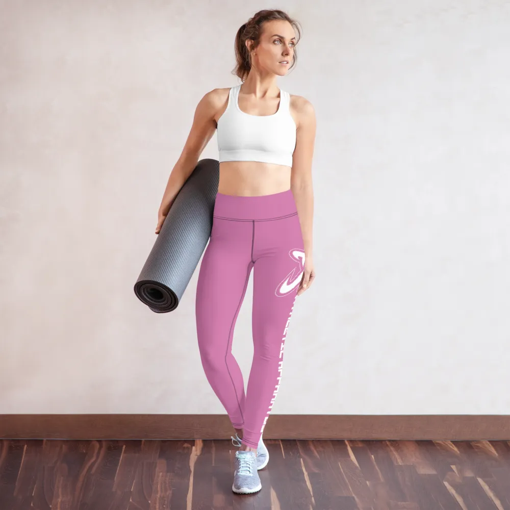 Athletic Apparatus Pink 1 White logo Yoga Leggings