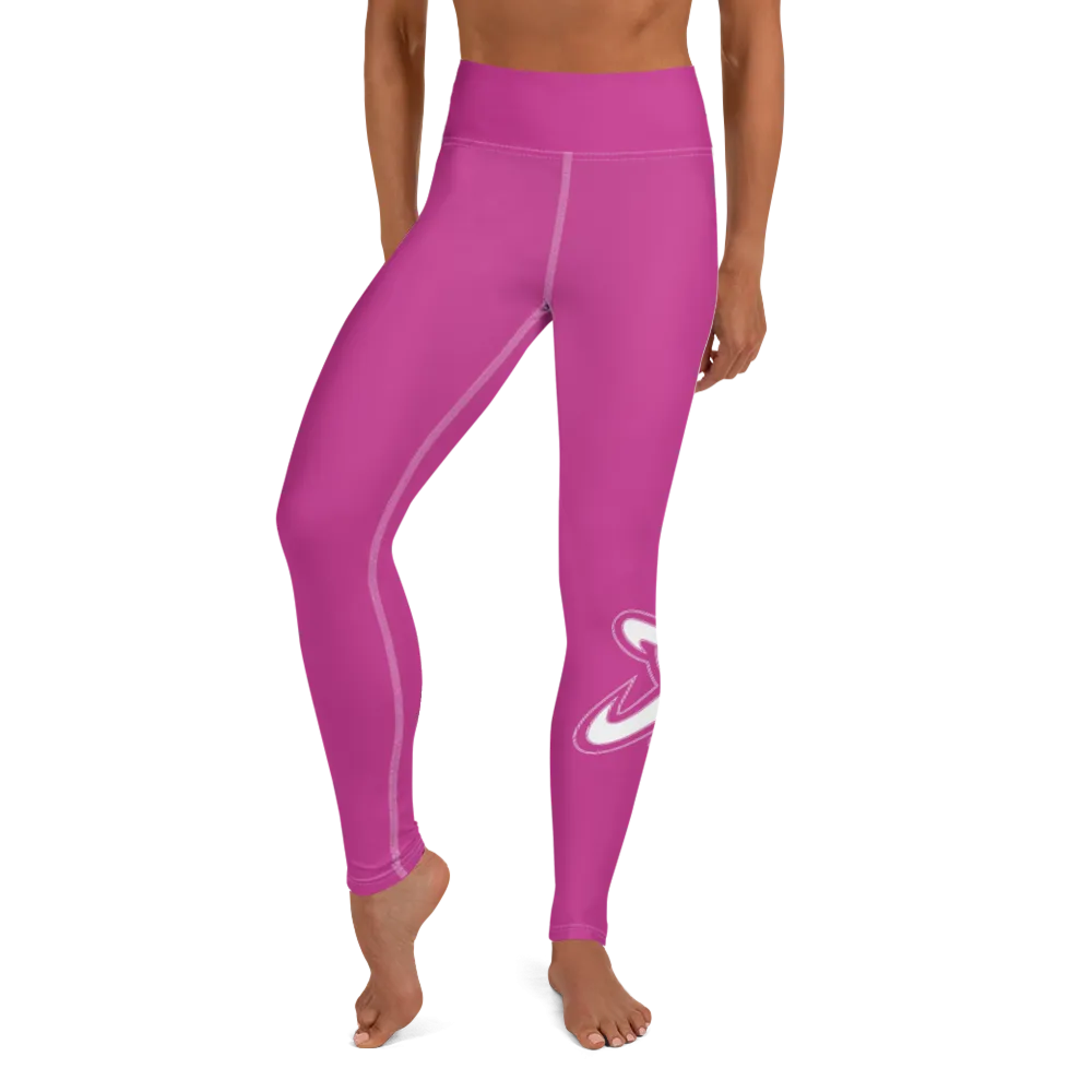 Athletic Apparatus Pink White logo White stitch V3 Yoga Leggings
