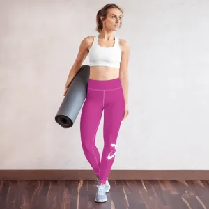 Athletic Apparatus Pink White logo White stitch V3 Yoga Leggings