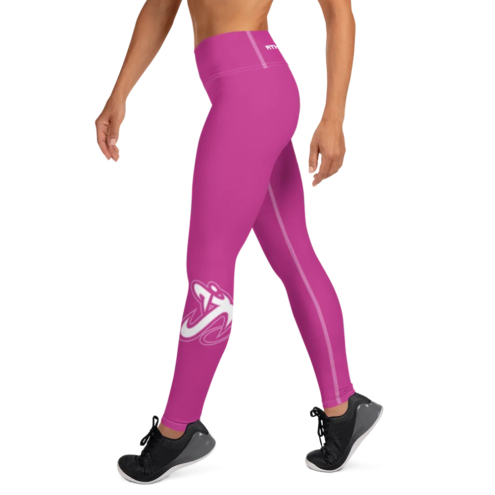 Athletic Apparatus Pink White logo White stitch V3 Yoga Leggings