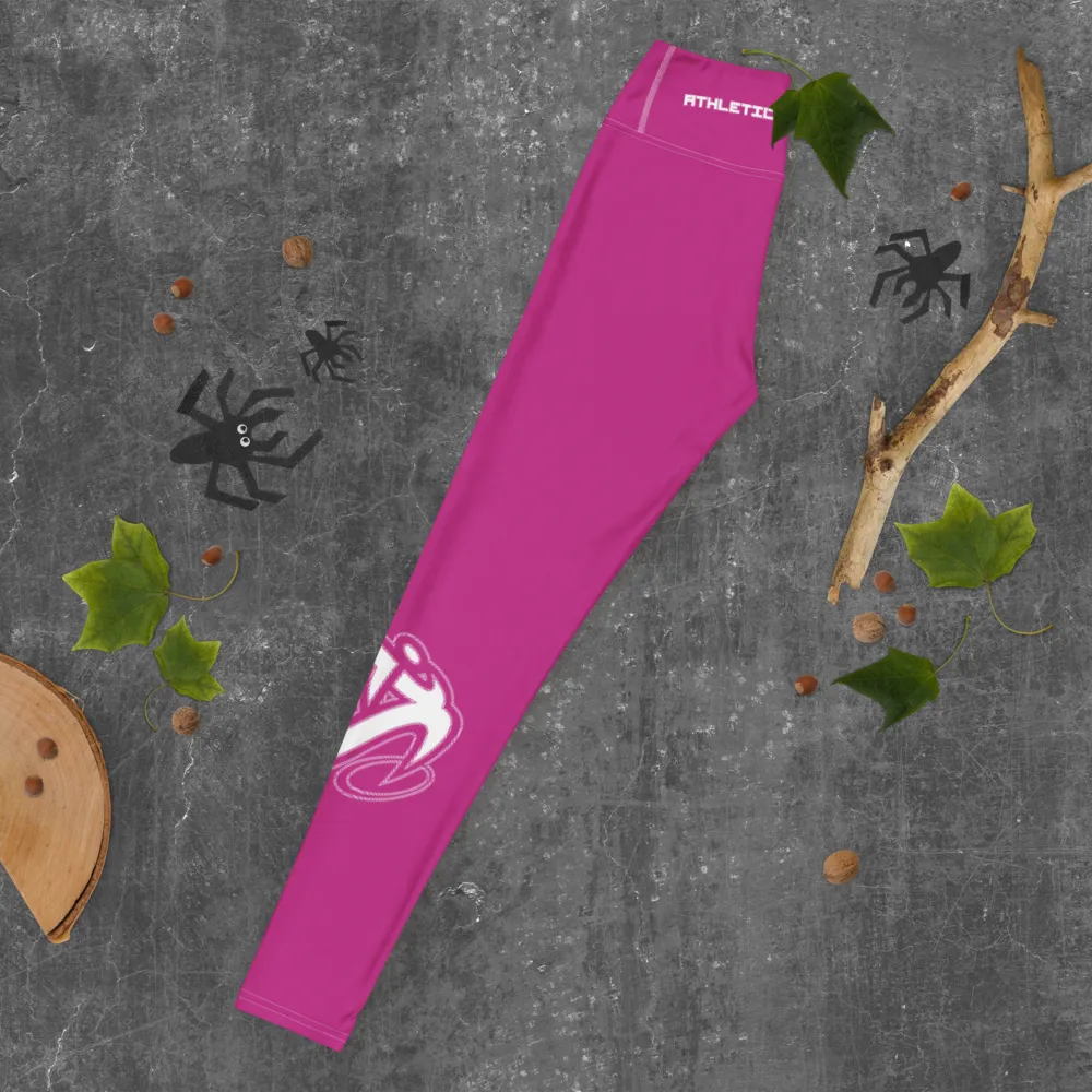 Athletic Apparatus Pink White logo White stitch V3 Yoga Leggings