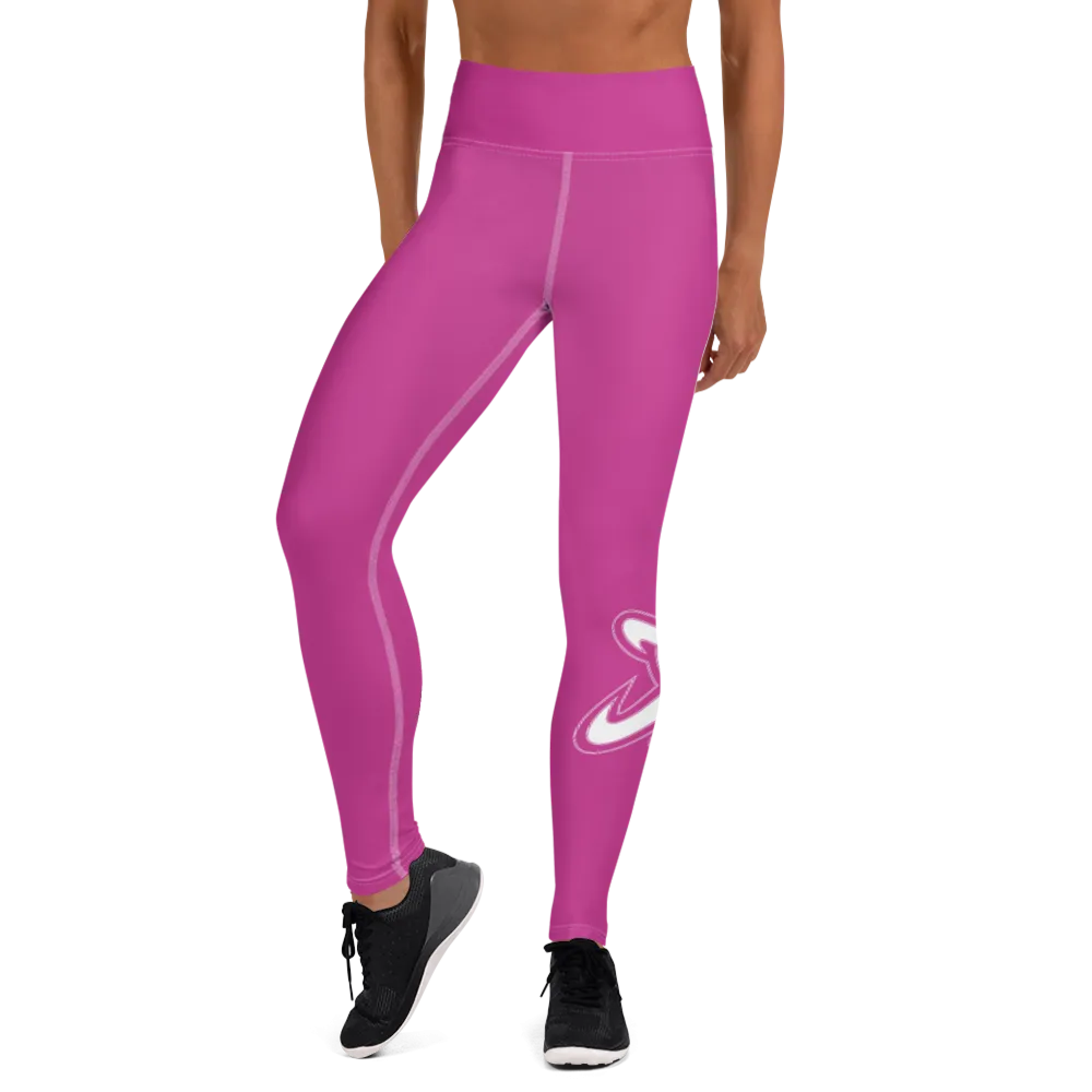 Athletic Apparatus Pink White logo White stitch V3 Yoga Leggings