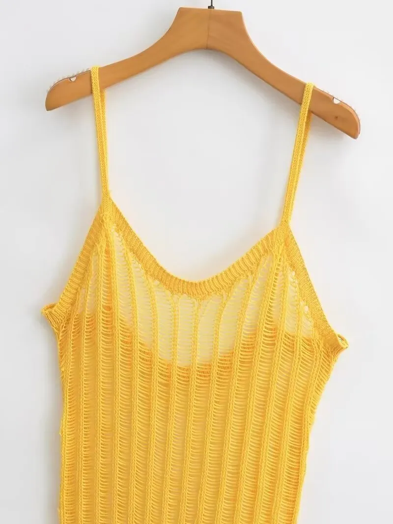 Autumn Hollow Out Cutout Out  Knitted Backless Sling Dress