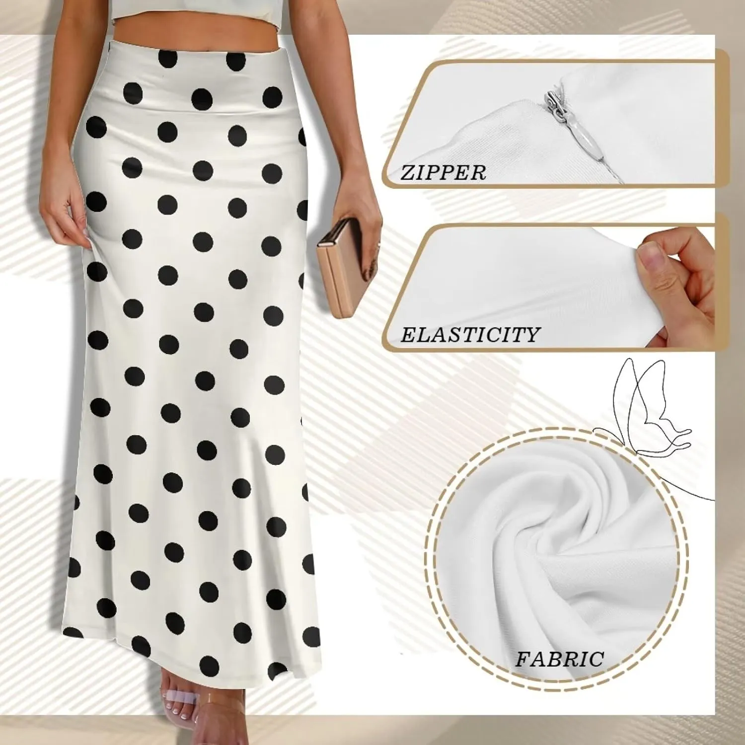Biyejit Bodycon Maxi Skirts for Women, Foldover High Waist Flowy Pencil Long Skirts High Waist Floor Length Plus Size