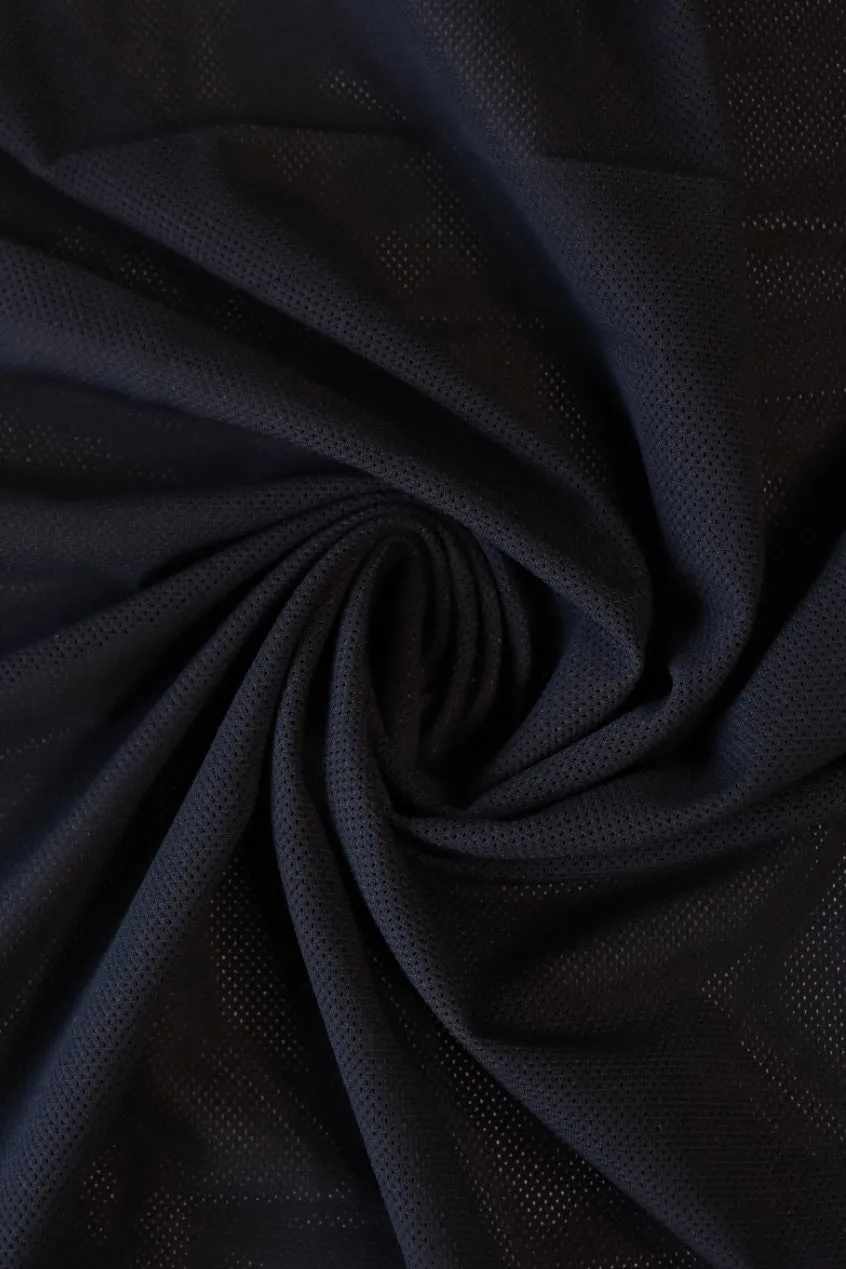 Black Italian Lightweight Microfiber Mesh Nylon Spandex | Designer Deadstock