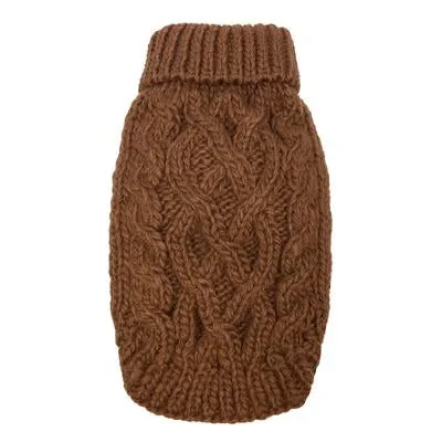 Cable Knit Dog Sweaters Camel