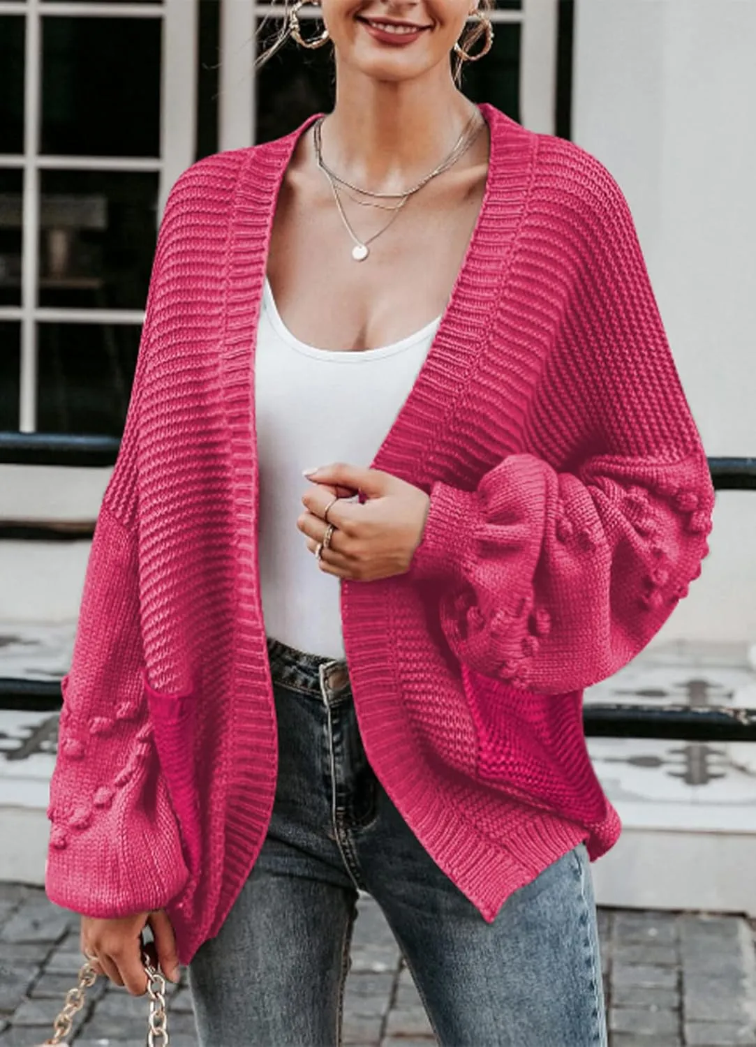 Cakulo Womens 2025 Oversized Chunky Cardigan Sweaters Fall Fashion Open Front Knit Long Sleeve Pockets Cardigans