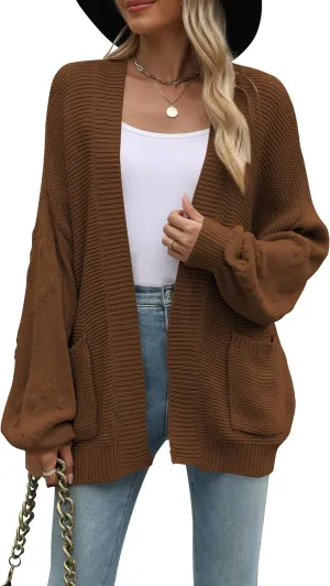 Cakulo Womens 2025 Oversized Chunky Cardigan Sweaters Fall Fashion Open Front Knit Long Sleeve Pockets Cardigans