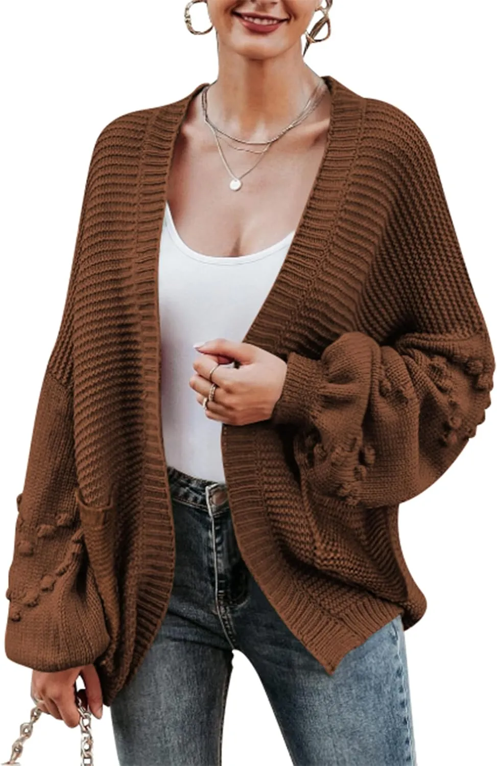 Cakulo Womens 2025 Oversized Chunky Cardigan Sweaters Fall Fashion Open Front Knit Long Sleeve Pockets Cardigans