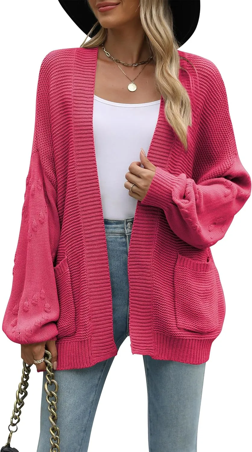 Cakulo Womens 2025 Oversized Chunky Cardigan Sweaters Fall Fashion Open Front Knit Long Sleeve Pockets Cardigans