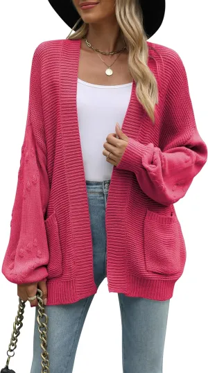 Cakulo Womens 2025 Oversized Chunky Cardigan Sweaters Fall Fashion Open Front Knit Long Sleeve Pockets Cardigans
