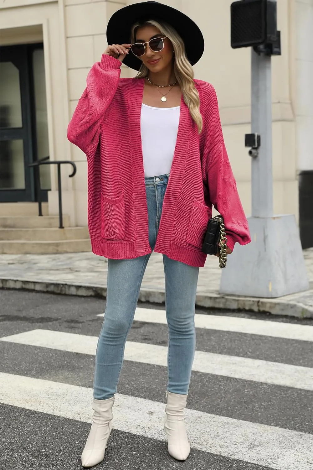 Cakulo Womens 2025 Oversized Chunky Cardigan Sweaters Fall Fashion Open Front Knit Long Sleeve Pockets Cardigans