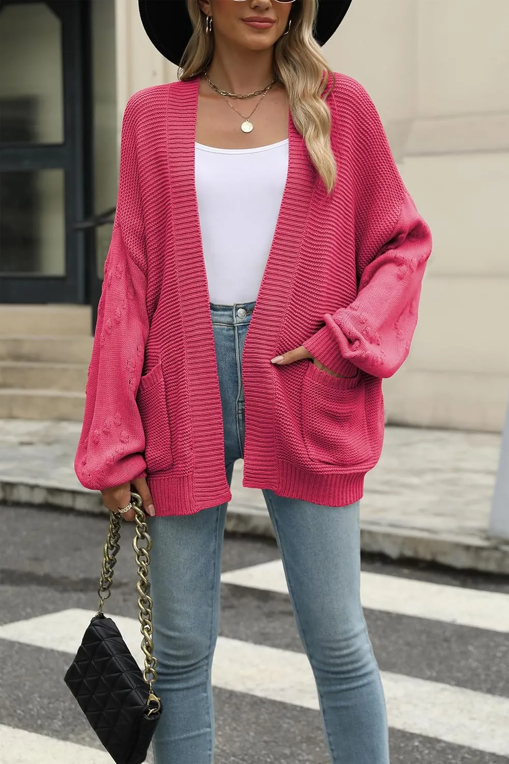 Cakulo Womens 2025 Oversized Chunky Cardigan Sweaters Fall Fashion Open Front Knit Long Sleeve Pockets Cardigans