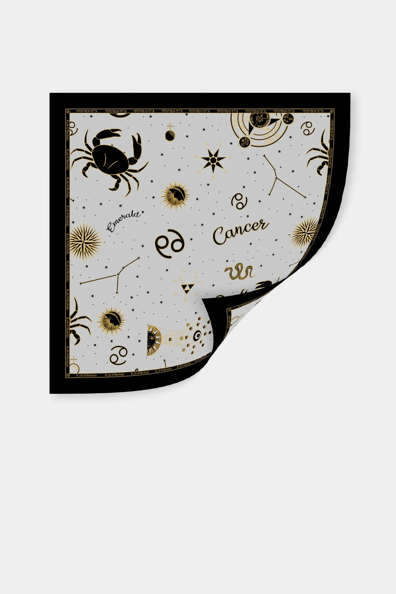 Cancer Zodiac Sign Scarf in Black and White