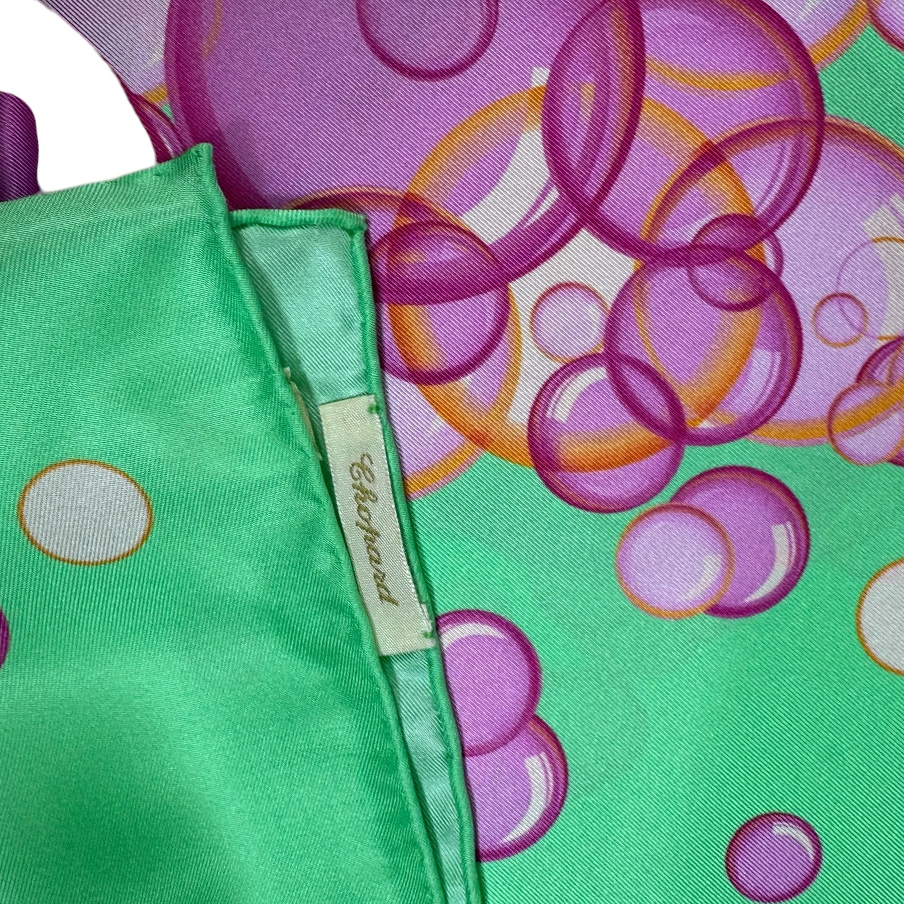 Chopard Scarf Mint Pink Happy Bubbles - Twill Silk Square Foulard SALE