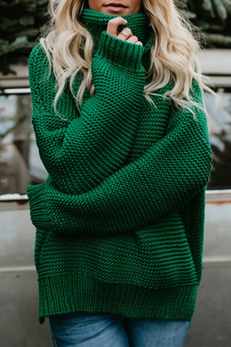Chunky-knit Turtleneck Pullover Sweater