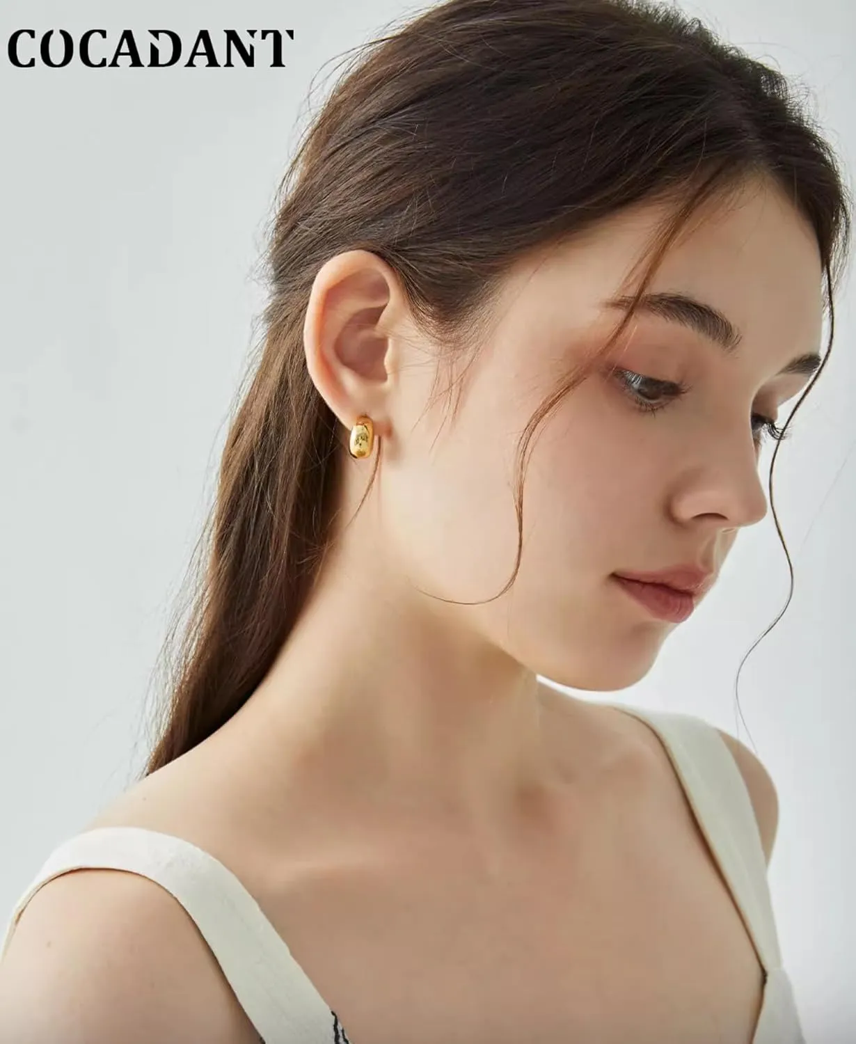 Cocadant Sterling Silver Hoop Earrings for Women,14K Real Gold Plated Hypoallergenic Hoop Earrings with Elegant Gift Box