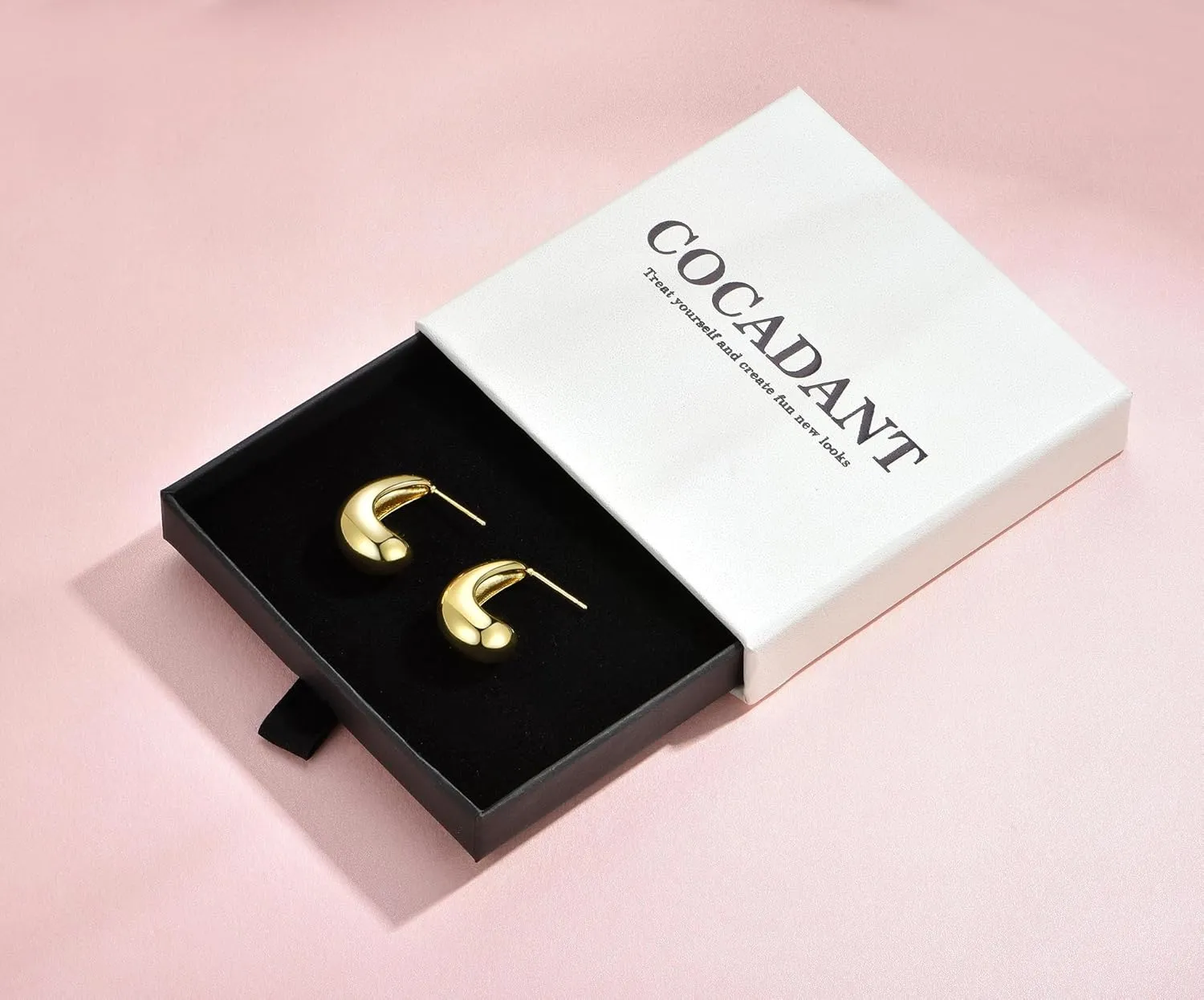 Cocadant Sterling Silver Hoop Earrings for Women,14K Real Gold Plated Hypoallergenic Hoop Earrings with Elegant Gift Box