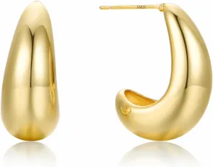Cocadant Sterling Silver Hoop Earrings for Women,14K Real Gold Plated Hypoallergenic Hoop Earrings with Elegant Gift Box