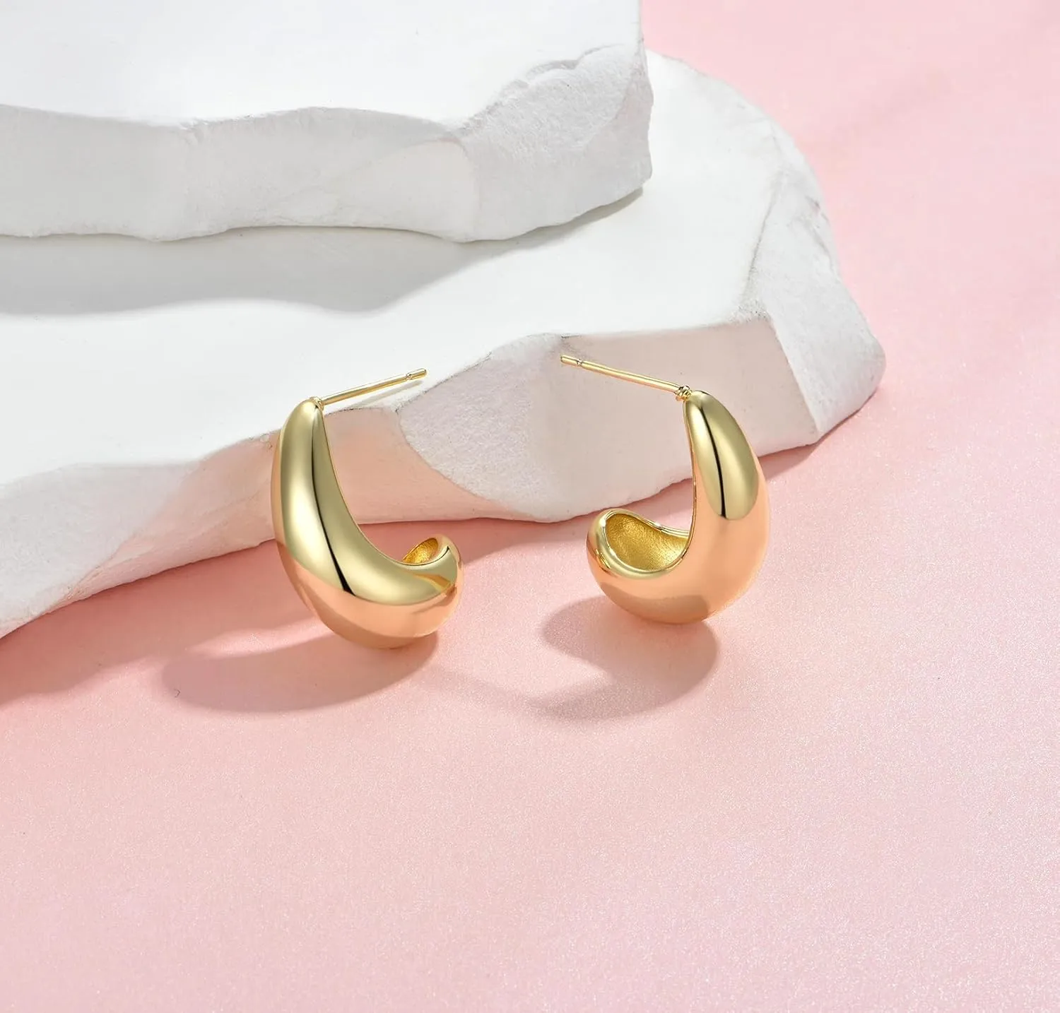 Cocadant Sterling Silver Hoop Earrings for Women,14K Real Gold Plated Hypoallergenic Hoop Earrings with Elegant Gift Box