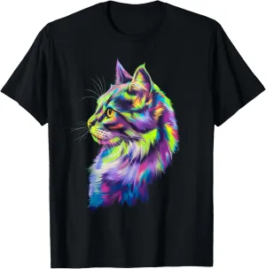 Colorful Cat Graphic Kitten Lovers Art Kitty Cats T-Shirt
