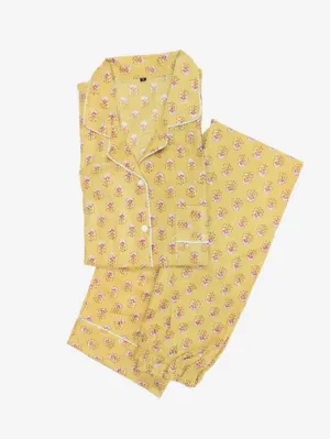Cotton Pajamas-Yellow Floral Print