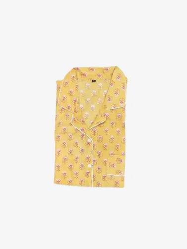 Cotton Pajamas-Yellow Floral Print