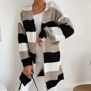 Cozy Long Sleeve Patchwork Style Knitted Winter Outdoor Cardigans