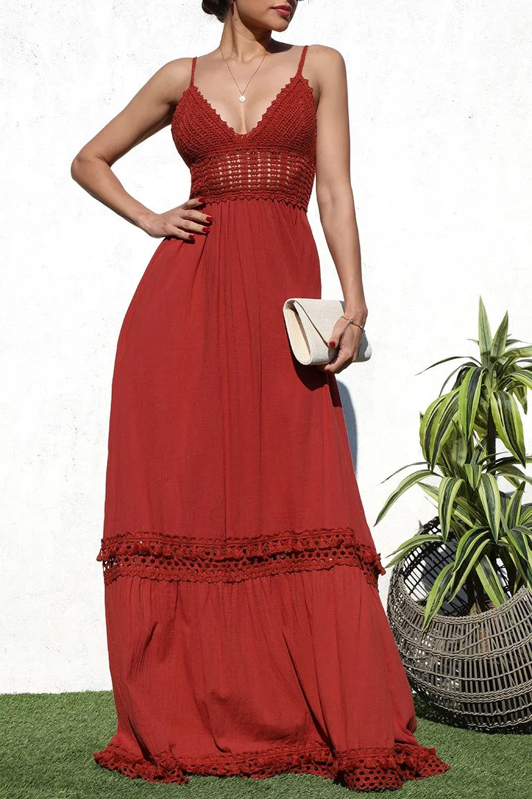 Crochet Woven Maxi Dress
