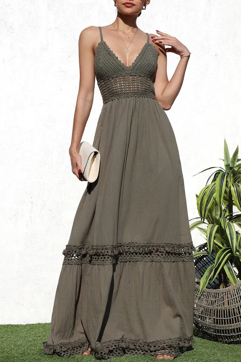 Crochet Woven Maxi Dress