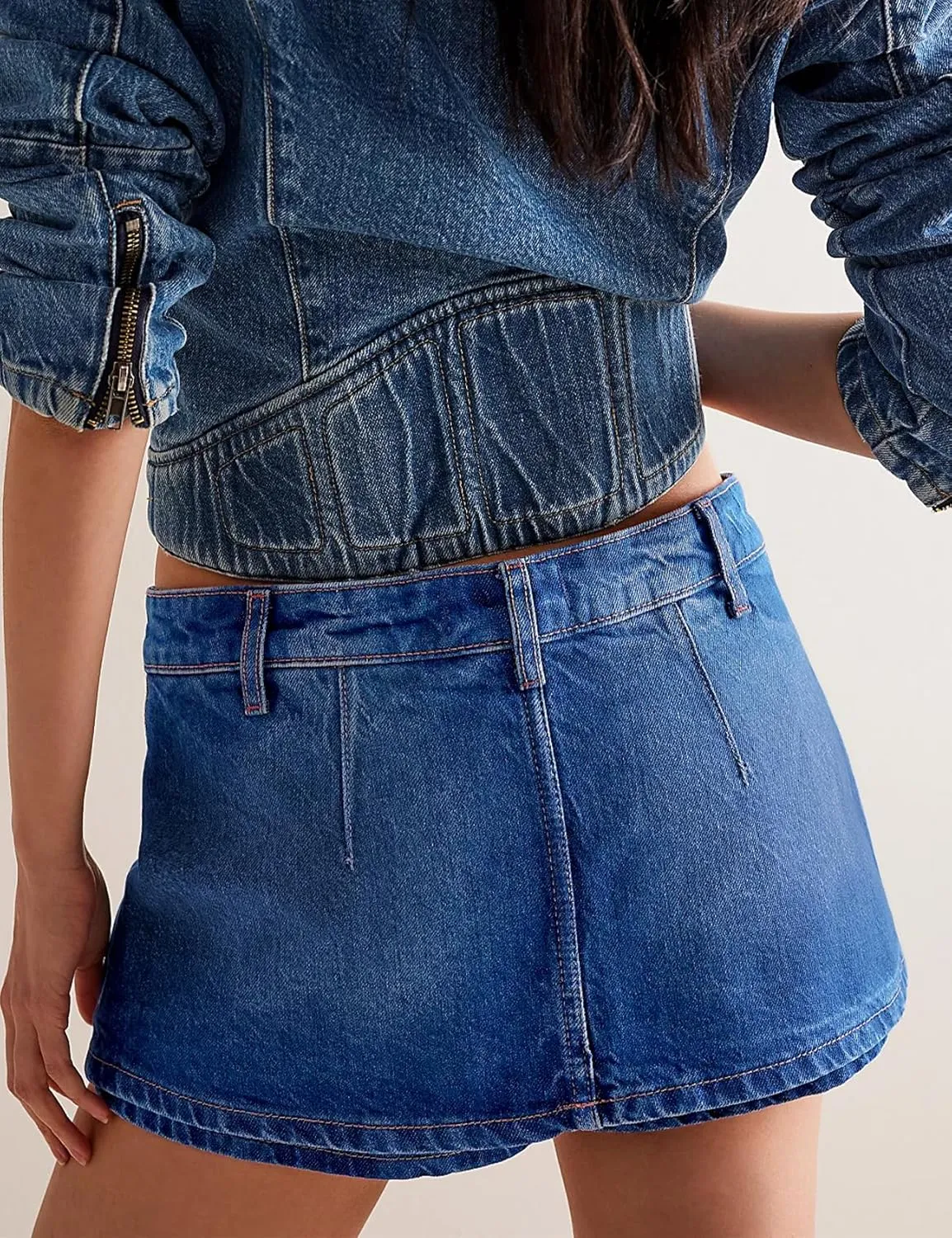 Denim Skorts for Women Low Waist Stretchy Jean Mini Skirt Summer Casual Y2K Shorts