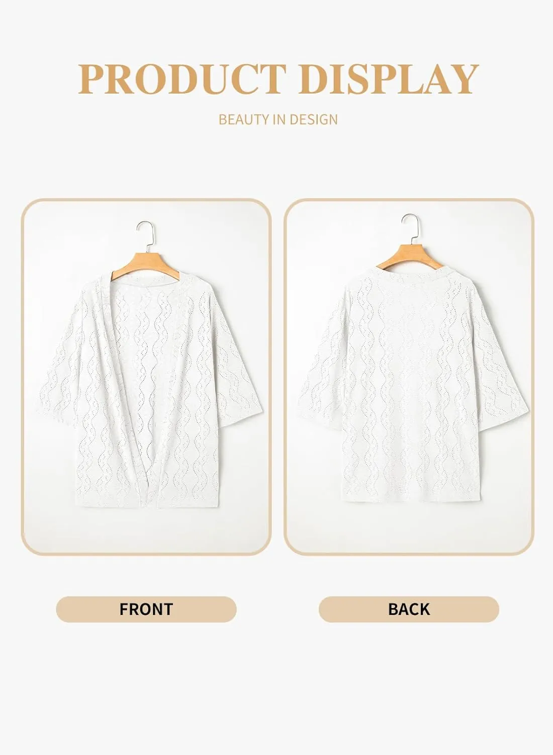 Eytino Plus Size Cardigan for Women Half Sleeve Knitted Jacquard Summer Kimono Cover up Tops(1X-5X)