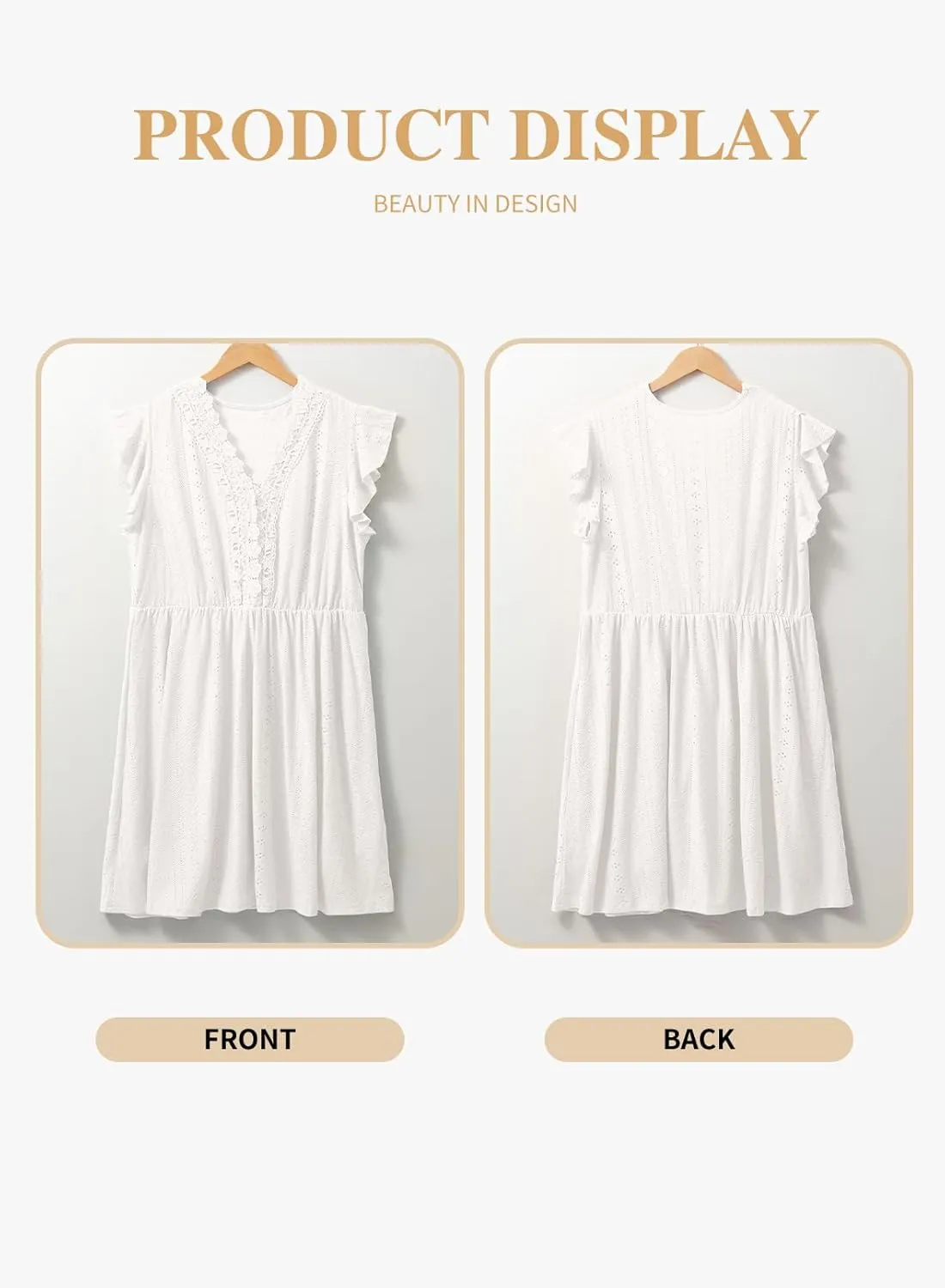 Eytino Plus Size Dresses for Women Summer Ruffle Cap Sleeve Lace V Neck Embroidery Eyelet A Line Dress(1X-5X)