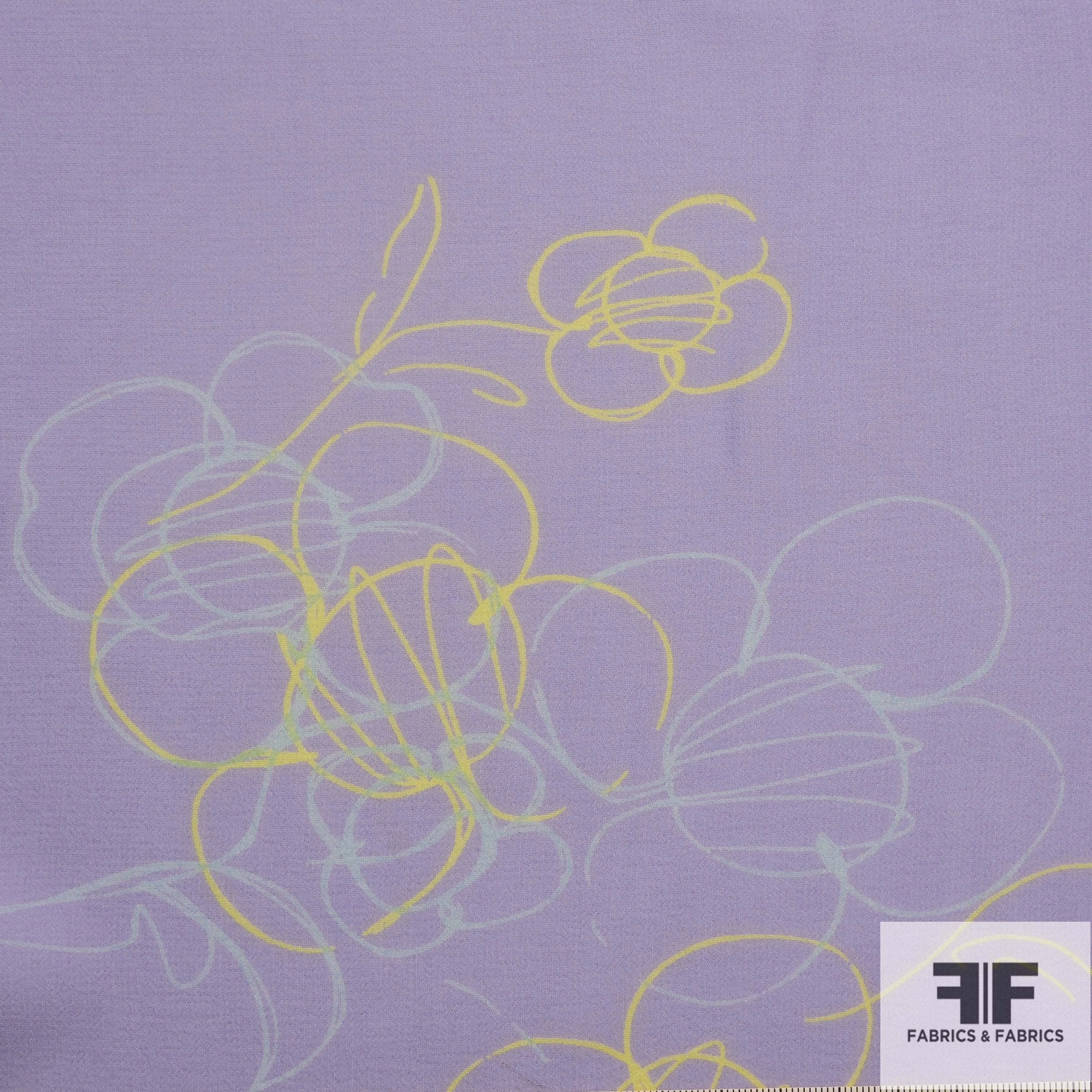Floral Printed Silk Chiffon - Light Purple