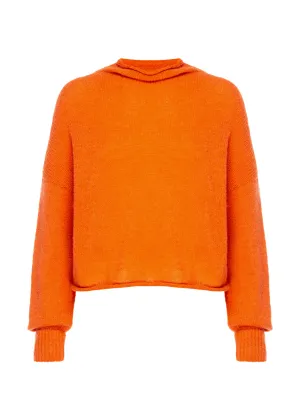 Galen roll neck cropped turtleneck sweater in tangerine