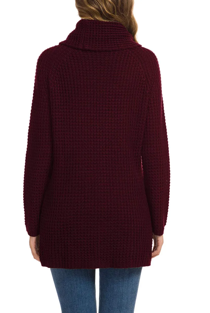 GRECERELLE Womens Turtleneck Sweaters 2024 Fall Chunky Long Sleeve Asymmetric Knit Pullover Sweaters