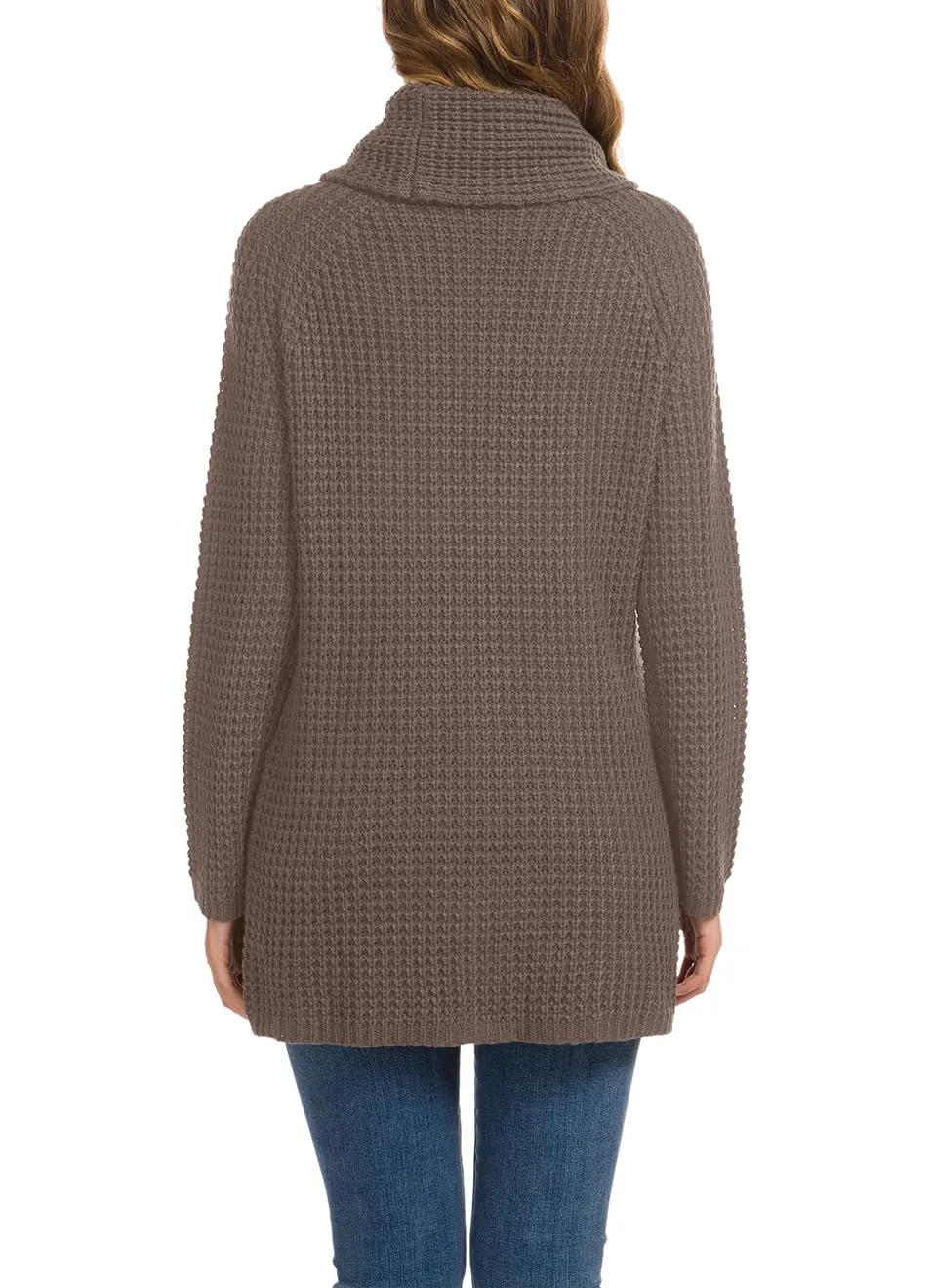 GRECERELLE Womens Turtleneck Sweaters 2024 Fall Chunky Long Sleeve Asymmetric Knit Pullover Sweaters