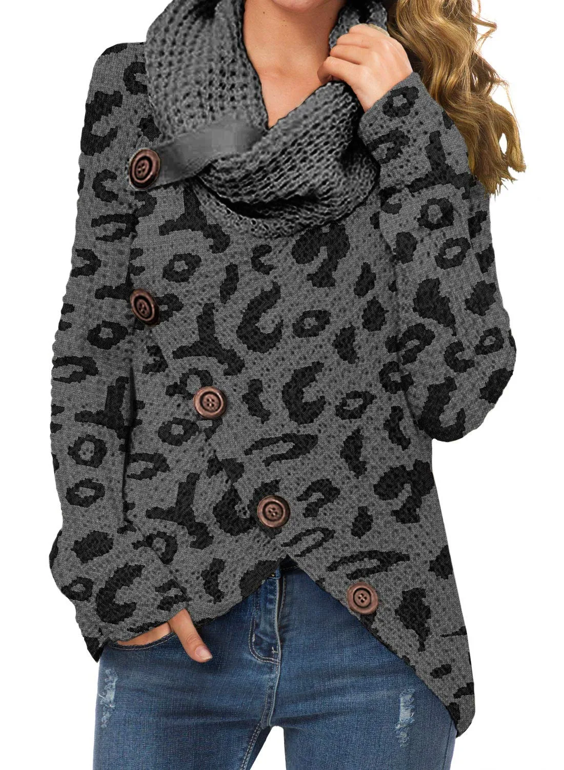 GRECERELLE Womens Turtleneck Sweaters 2024 Fall Chunky Long Sleeve Asymmetric Knit Pullover Sweaters