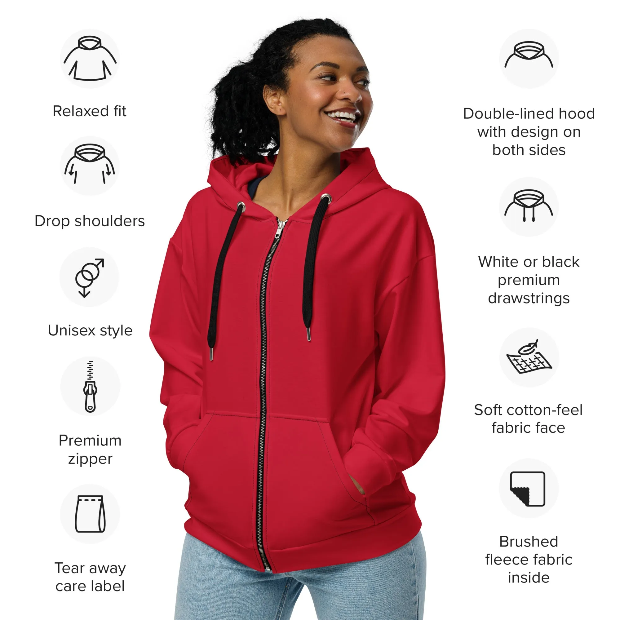 GS GRAPHIX ZIP HOODIE RED - ALL YOU NEED IS LOVE