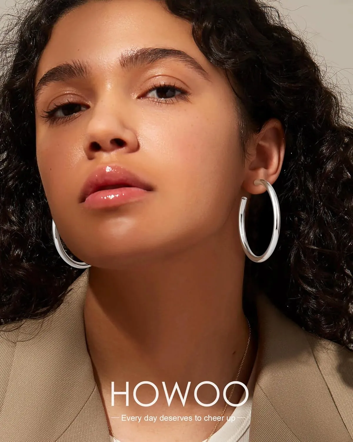 Howoo Chunky Hoops High Polished Hoop Earrings for Women