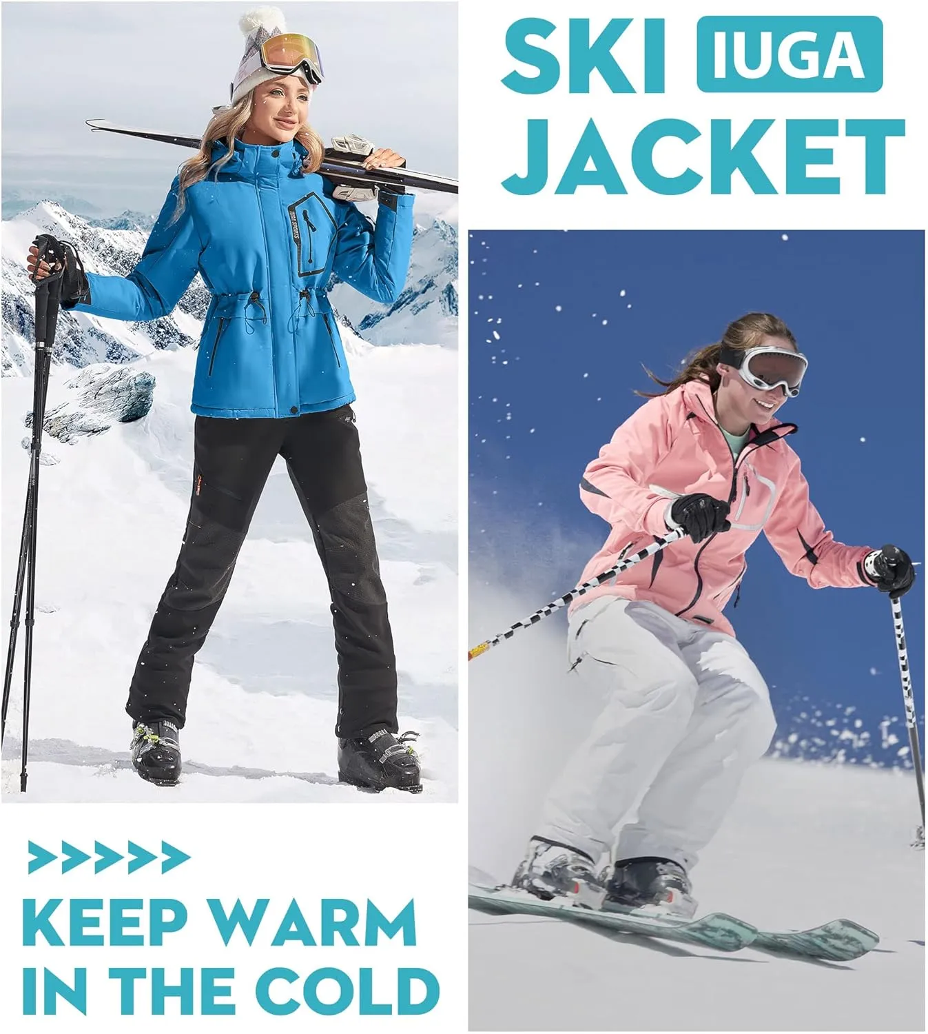 IUGA Waterproof Ski Jacket Women Warm Outdoor Winter Jackets Windproof Snowboard Winter Coats for Mountain Hiking