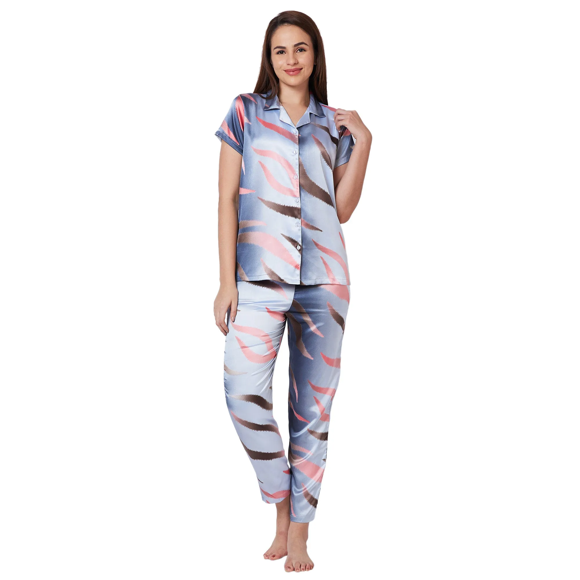 JRB 1870-Assorted Night Suit Cotton Print Regular-Grey