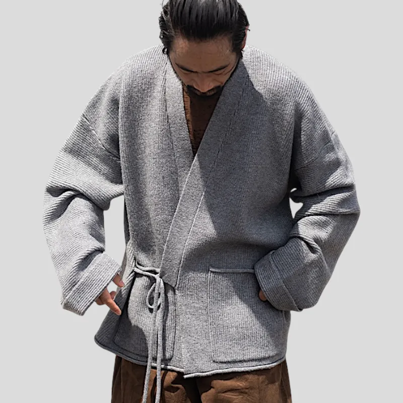 Kimono sweater cardigan with side tie