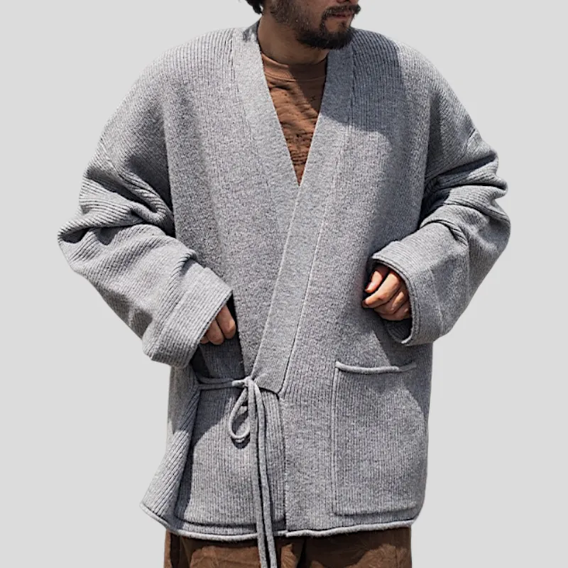 Kimono sweater cardigan with side tie